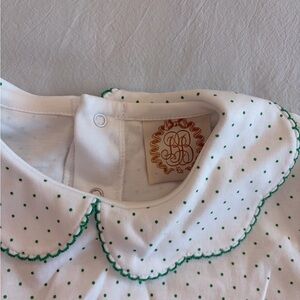 TBBC White Green Polka Dot Girls Cotton Blouse Beaufort Bonnet